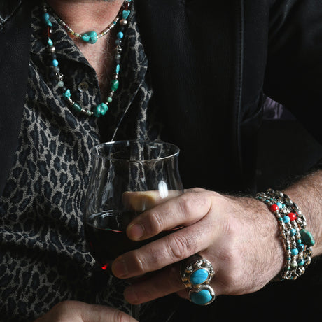 ROCKS and BEADS Necklace with Silver Tubes and Balls