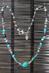 ROCKS and BEADS Necklace with Silver Tubes and Balls