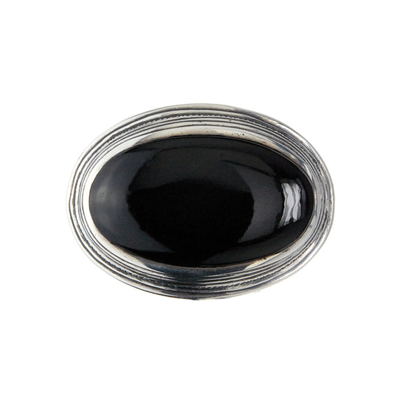 Silver Belt Buckle Elfin King Oval and Onyx