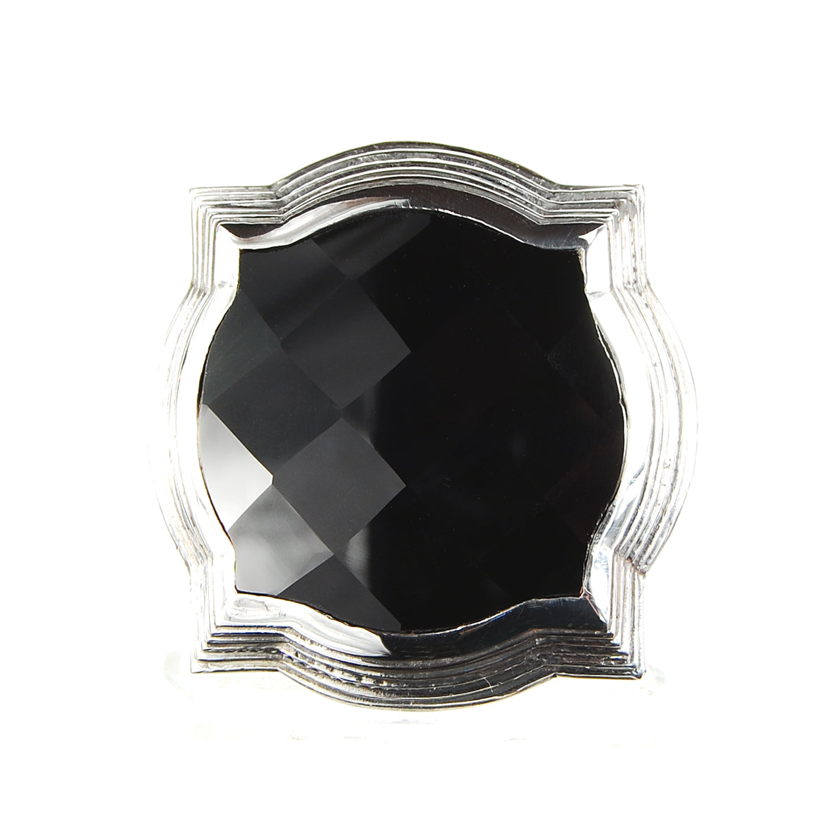 Silver Belt Buckle BAROQUE and Faceted Onyx