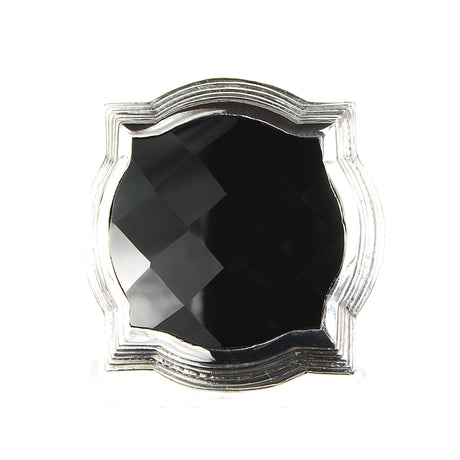 Silver Belt Buckle BAROQUE and Faceted Onyx