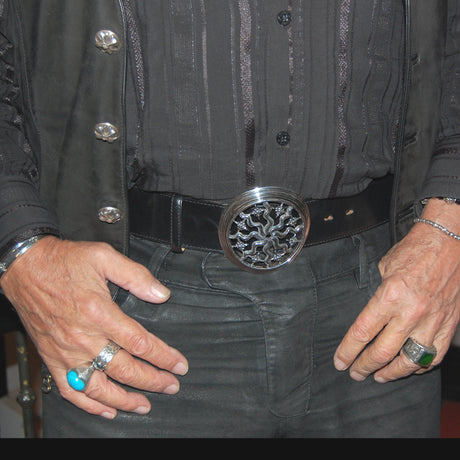 Silver Belt Buckle Elfin SUN and PLANETS