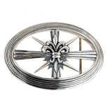Silver Belt Buckle Elfin Oval MORNING STAR and LILY