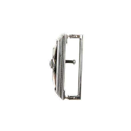 Silber Gürtelschnalle Caree CRESCENT STAR auf Searay-Leder