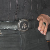 Silver Belt Buckle Caree E C LILY  on Searay Leather