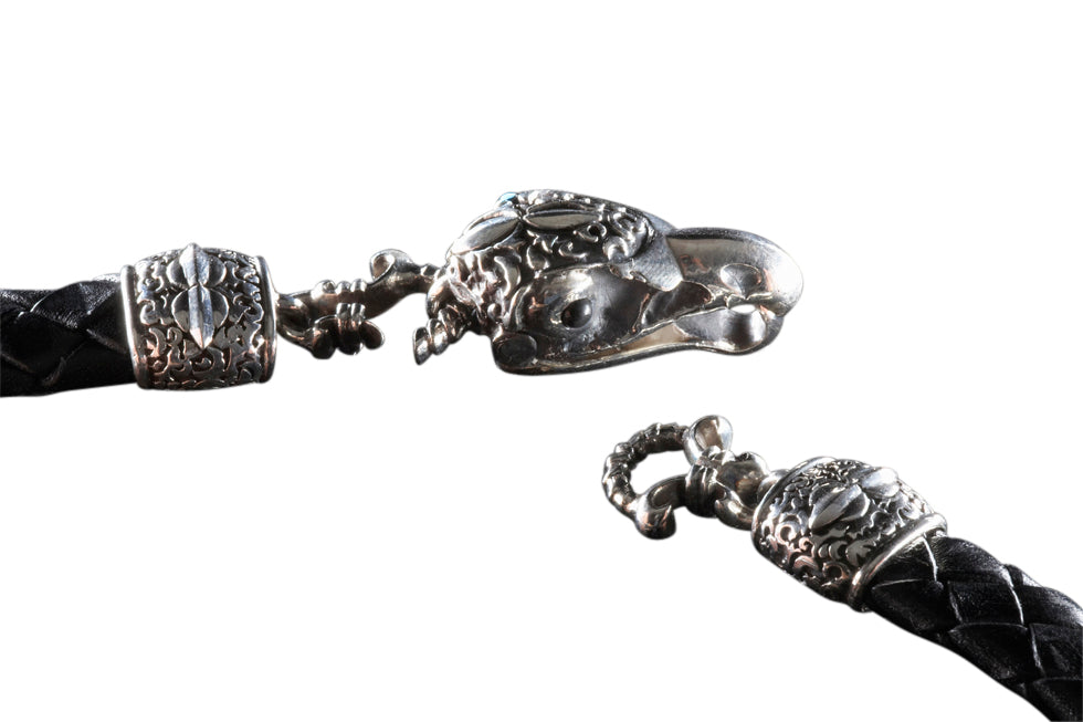 Silver Leather Belt EAGLE SKULL M 16