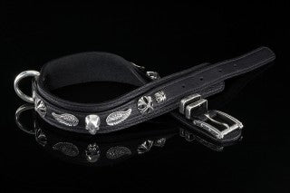 Dogs Collar Silver Buckle SKULL and WINGS 30