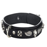 Dogs Collar Silver Buckle SKULL and WINGS 40
