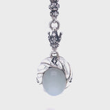 Silver Pendant Oval Spiral with MOONSTONE and Crown Charm