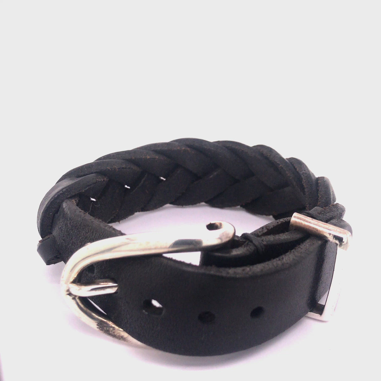 Silver Leather Bracelet PLAIN Buckle