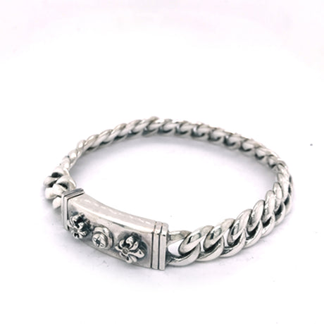 Silver Bracelet Oval STONE and LILIES Chain