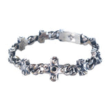 Silver Bracelet Greek Crosses and Curb Chain XS with LILY Boxlock