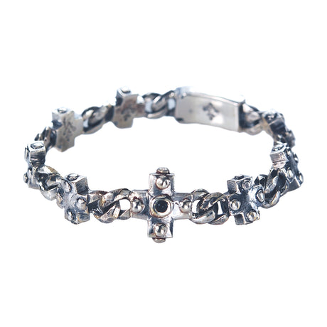 Silver Bracelet Greek Crosses and Curb Chain XS with LILY Boxlock