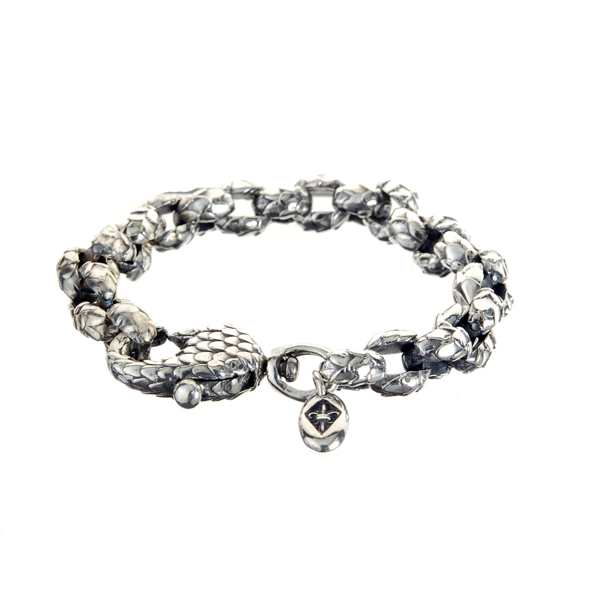 Silver Bracelet Pea Chain DRAGON SCALES