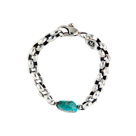 Silberarmband Erbs-Kette facettiert mit TÜRKIS ROCK