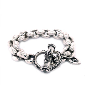 Silver Bracelet Peas Chain XL with Loop and Lily Stick