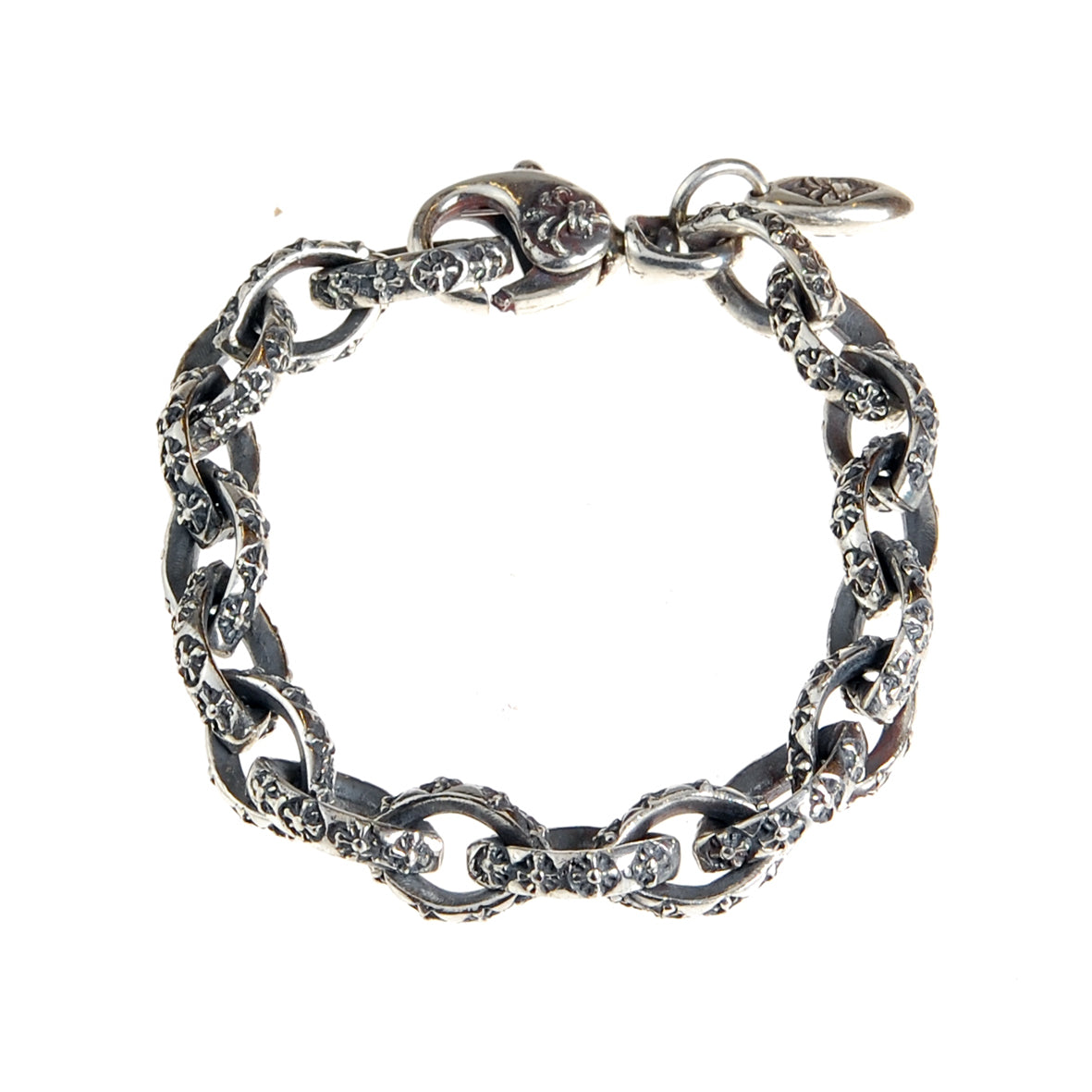 Silberarmband NAVETTE CHAIN Dekor Lilien Karabiner