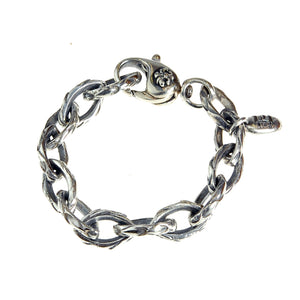 Silver Bracelet NAVETTE CHAIN DRAGON SCALES with Lily Carabiner