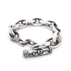 Silver Bracelet NAVETTE CHAIN L Plain with Lily Stick