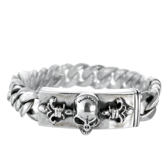 Silver Bracelet SKULL and Lilies chain S