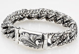 Silver Bracelet MAGIC PLANT with SKULLS and DRAGON SCALES Chain M