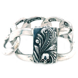 Silver Bracelet MAGIC PLANT with SKULL Large Links