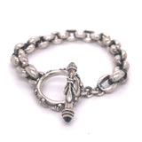 Silver Bracelet PEAS Chain M Plain with Lily Stick
