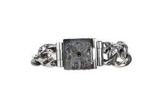 Silver Bracelet GARDEN AT NIGHT Engraved with Diamonds