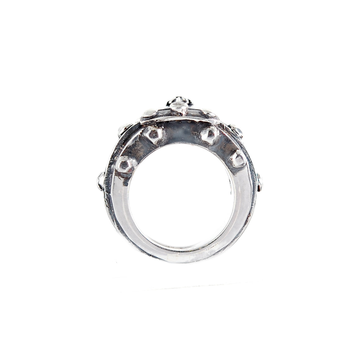 Silver Ring Faceted Body Rivets CROWN