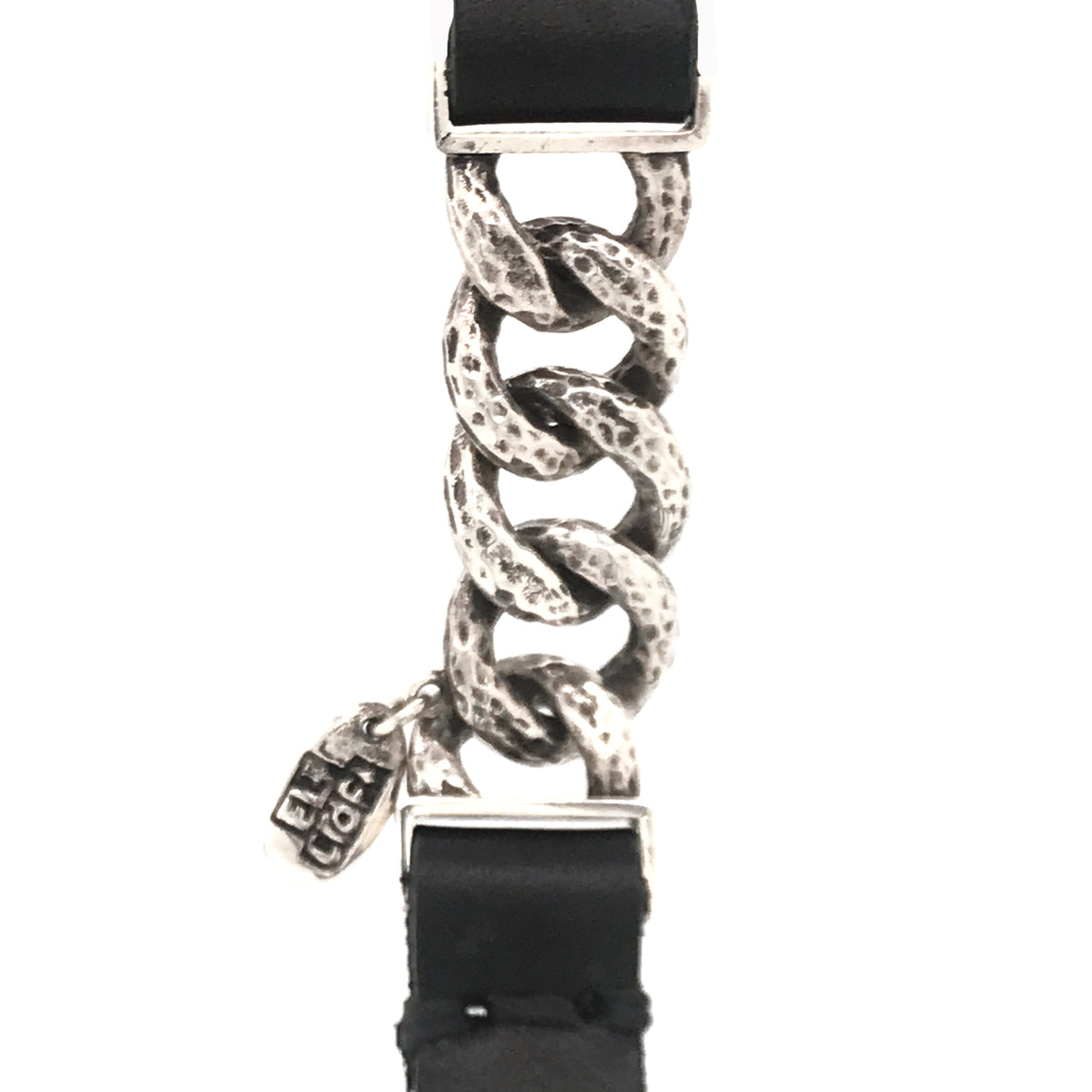 Silver-Leatherband Bracelet Chain2 and Oval Turquoise with Buckle