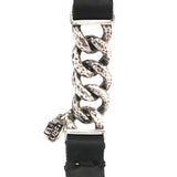 Silver-Leatherband Bracelet Chain2 and Oval Turquoise with Buckle