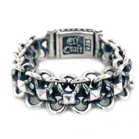 Silver Bracelet Loops and PYRAMIDES with MALTESER CROSS Lock