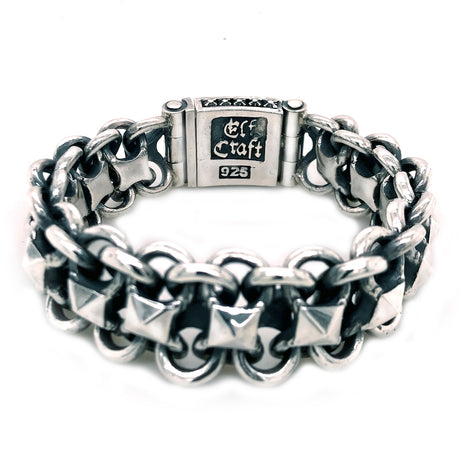 Silver Bracelet Loops and Pyramides with MALTESER CROSS Lock