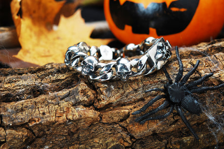 Silberarmband SKULL Halflinks und Lily Boxlock