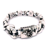 Silver Bracelet SKULL Halflinks and Lily Boxlock
