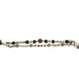 Silver Leather Bracelet TUBES and BEADS Double Strand 10