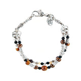 Silver Bracelet 2 Strand TUBES and BEADS with TIGER EYE and OPALS