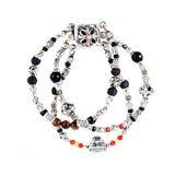 Silver Bracelet Beads and LION HEAD on Triple Chain with MALTESER CROSS Lock