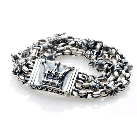 Silver Bracelet ErbsX Tripple FETISH and CROWN Lock