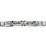 Silver Leather Bracelet Beads and Tubes BLADES CROSS 15