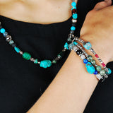 ROCKS and BEADS Necklace with Silver Tubes and Balls