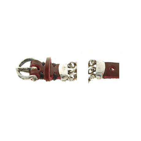 Silver Leather Bracelet BEADS and TUBES and Stone ROCKS 15