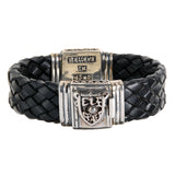 Silver Leather Bracelet MALTESER CROSS with Lily Box Lock 22