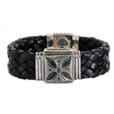 Silver Leather Bracelet MALTESER CROSS with Lily Box Lock 22
