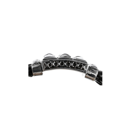 Silbernes Lederarmband PYRAMIDES und DOMES und SHIELD Box Lock 22