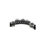 Silver Leather Bracelet PYRAMIDES and DOMES and SHIELD Box Lock 22