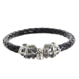 Silver-Leather Bracelet BLADES CROSS faceted Silver Jointlock 6