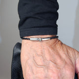 Silver Leather Bracelet PLAIN SLIM  4