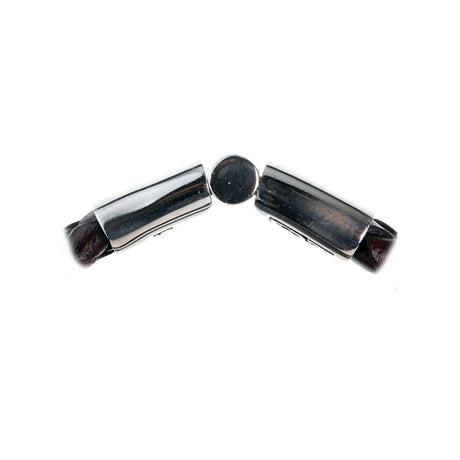 Silver Leather Bracelet Plain  Jointlock 13