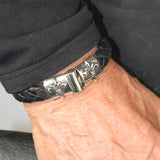 Silver Leather Bracelet Plain LILY Jointlock 13